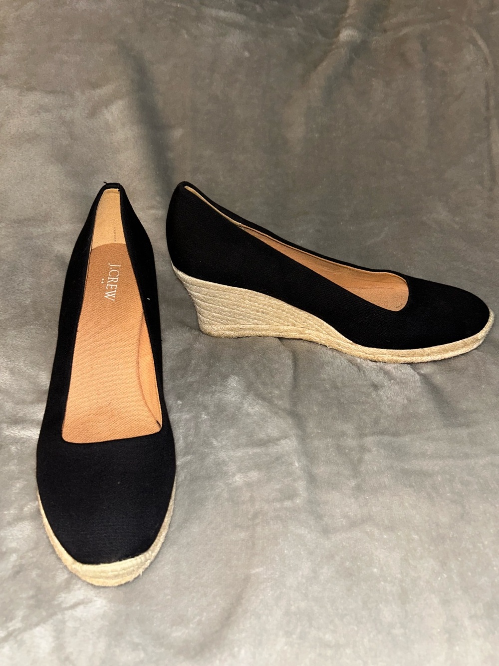 J Crew Black Espadrilles Wedges
